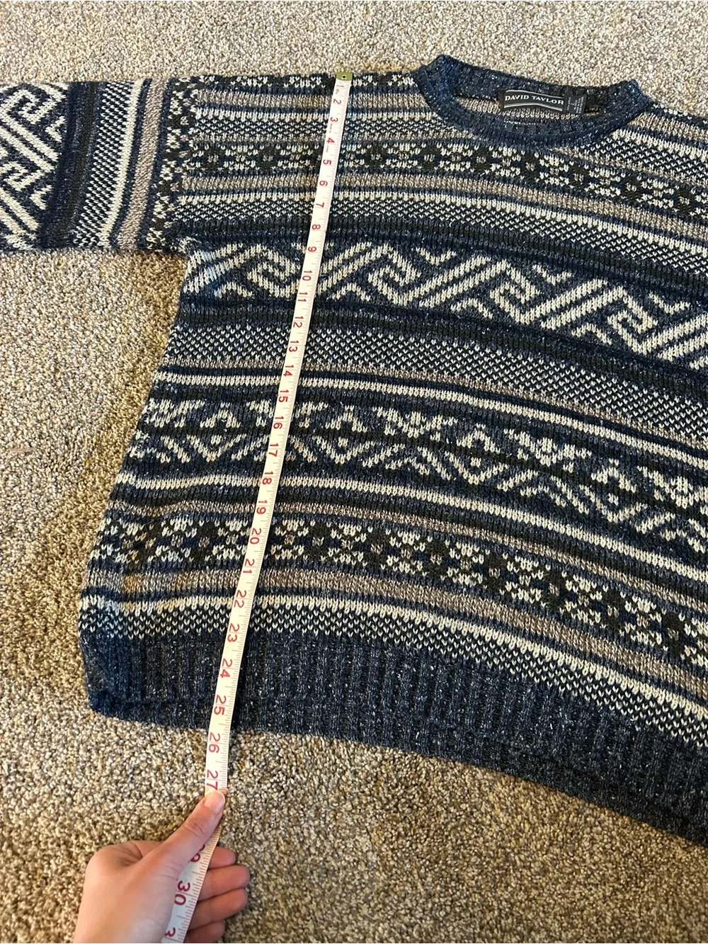 [David Taylor] VTG Blue Patterned Sweater